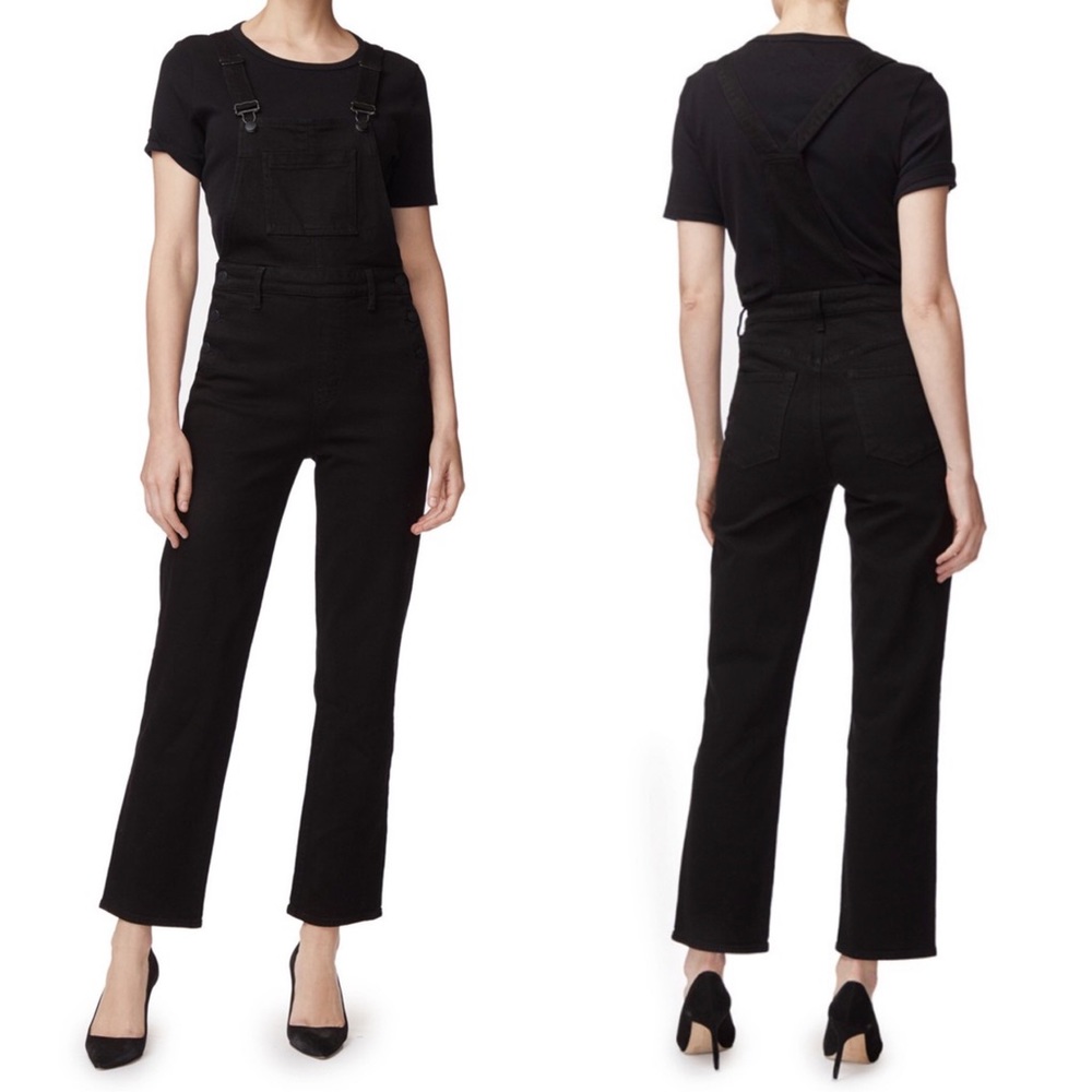 J BRAND JULES OVERALLS JEAN DUNGAREES BLACK BOYFRIEND STRAIGHT LEG RETRO DENIM M - Picture 4 of 16
